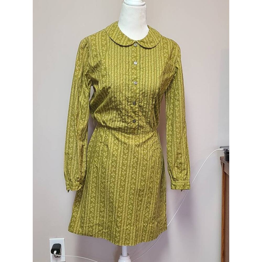 Womens Vintage Peter Pan Collar Mini Dress Size Small 1960s 60s Mod